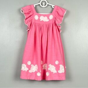 Tommy Bahama girls pink rayon linen embroidered floral appliqué dress, size 3T.